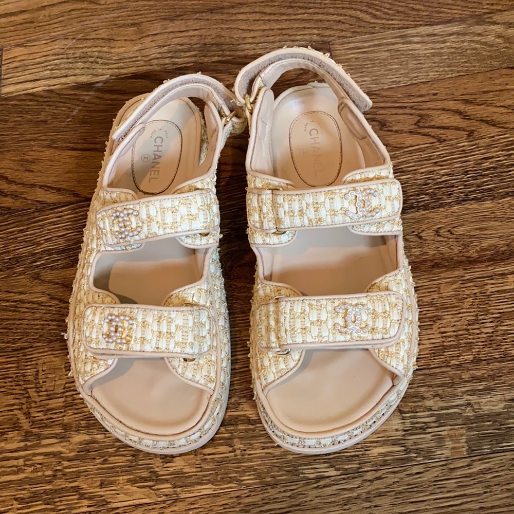 Chanel Raffia dad sandals